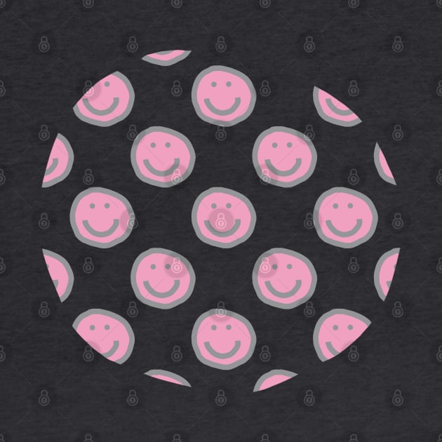 Prism Pink Round Happy Face with Smile Pattern by ellenhenryart